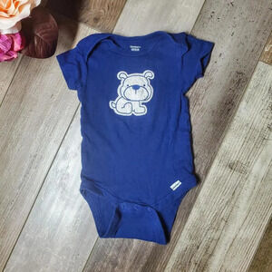Gerber Embroidered Dog Blue Baby Onesie Size 9 Months